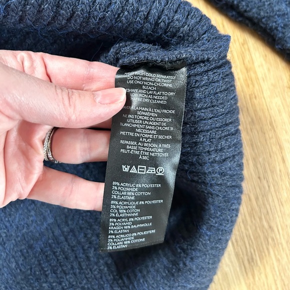 PILCRO anthropologie peplum cable cardigan collared sweater jacket navy size XL - Picture 11 of 14